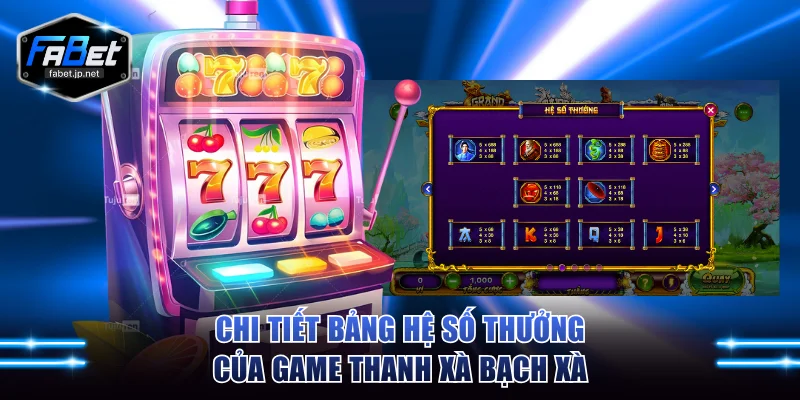 Chi tiết bảng hệ số thưởng của game Thanh Xà Bạch Xà